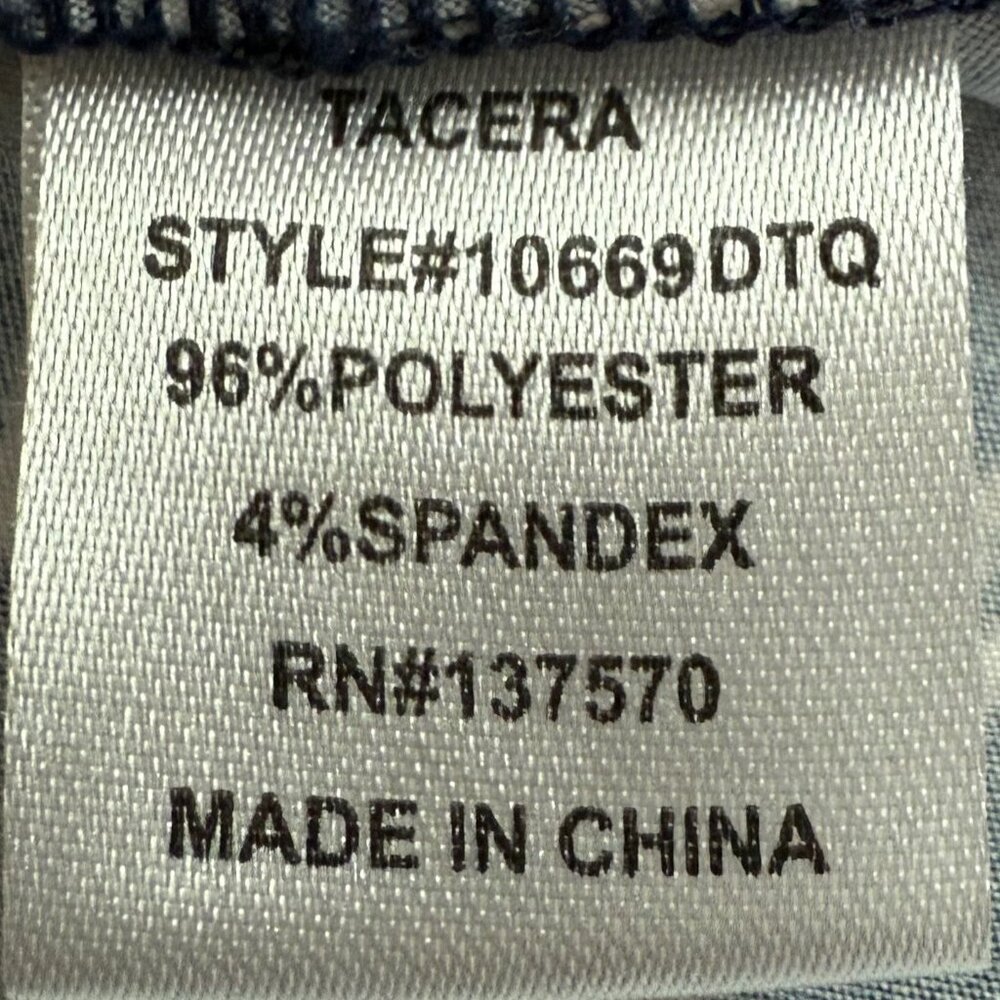 Tacera Blue Short Sleeve Puff Print Shirt Size S - Picture 6 of 7